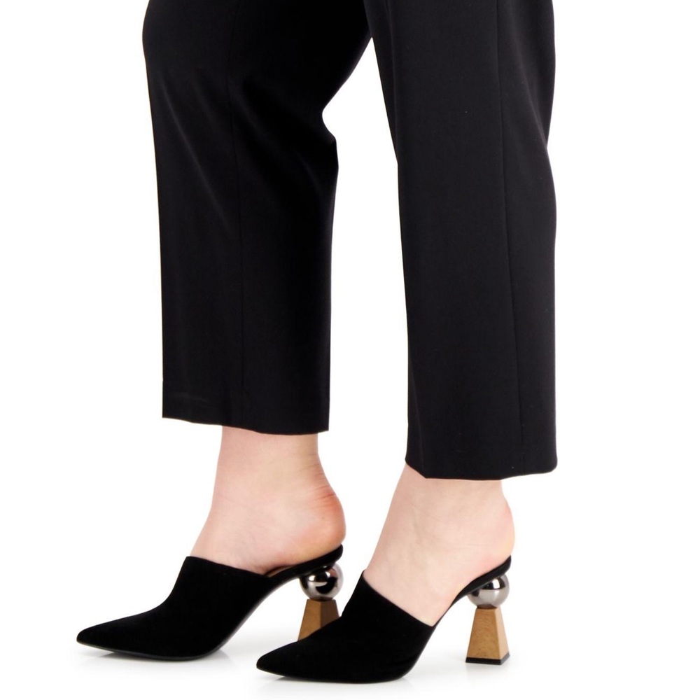 Chic Asymmetrical Pointed Toes Heel Suede Mules